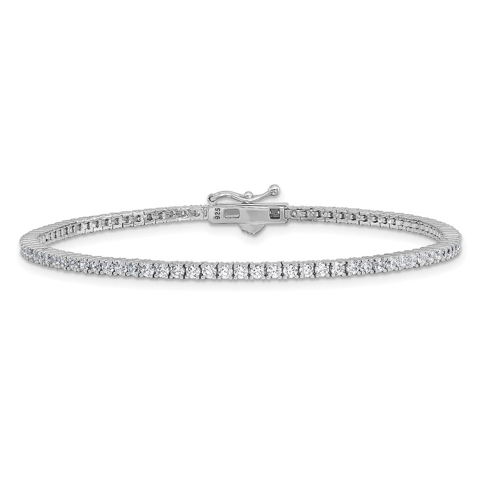 Sterling Shimmer Sterling Silver Rhodium-plated 2mm CZ 93 Stone 8 inch Bracelet 8 inches