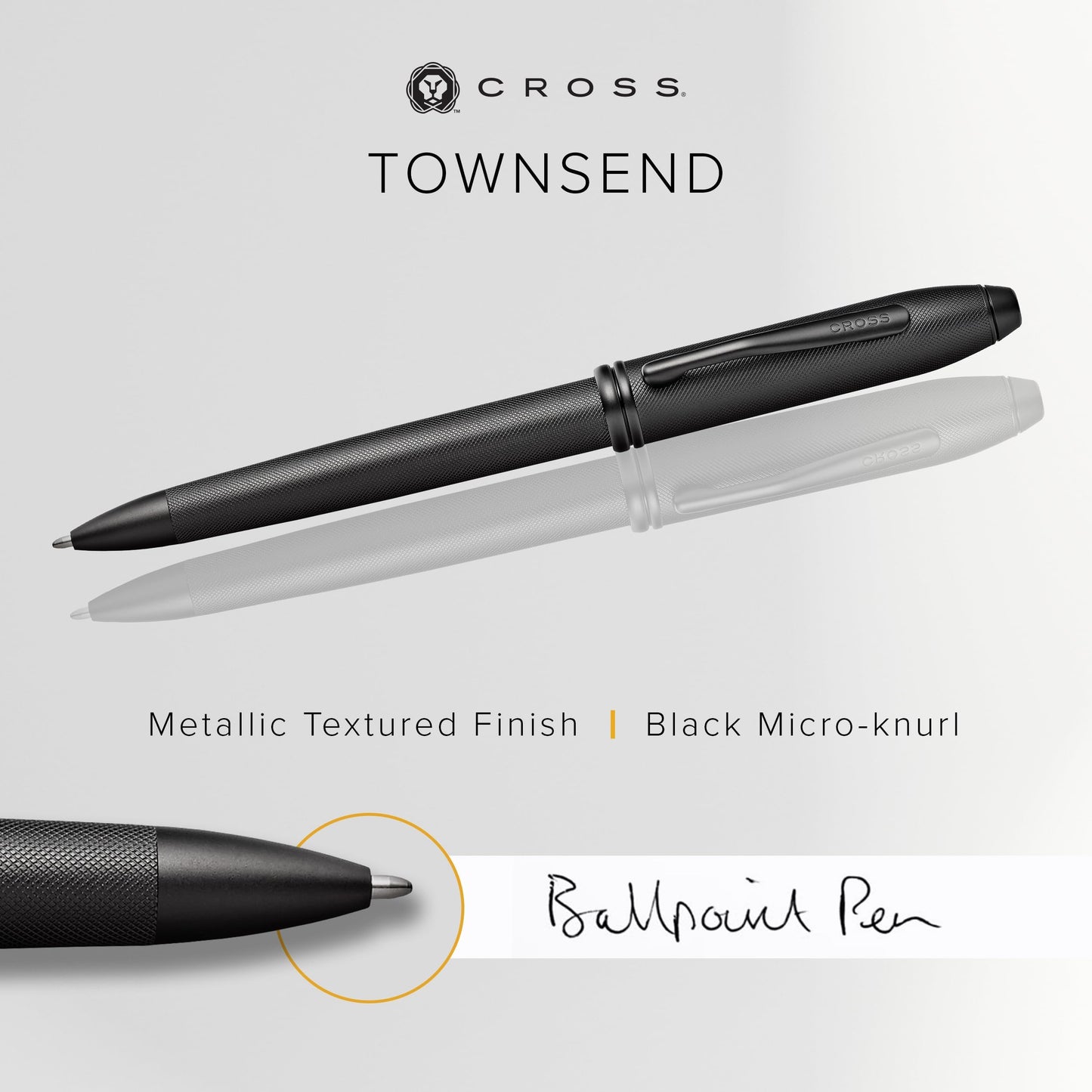 Cross Townsend PVD Micro-knurl Ballpoint Pen - Black
