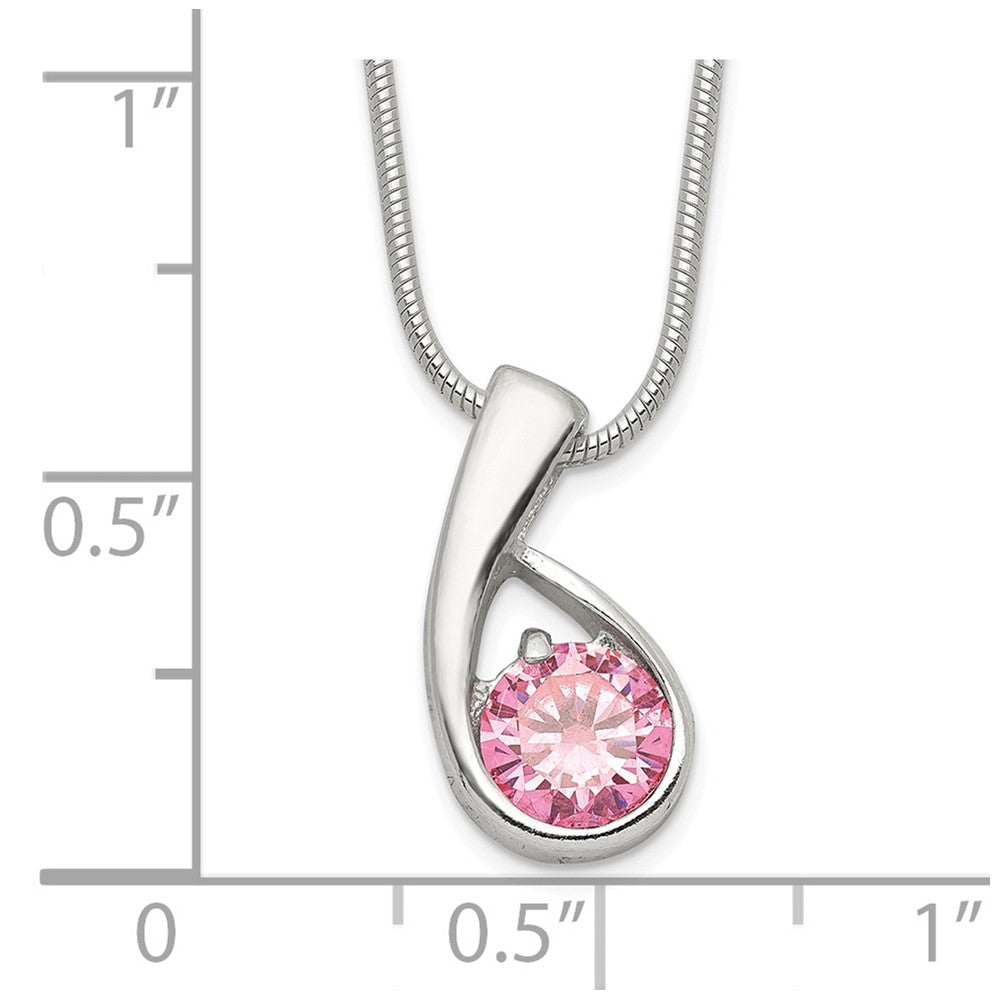 Sterling Silver Pink CZ Necklace 18 Inches