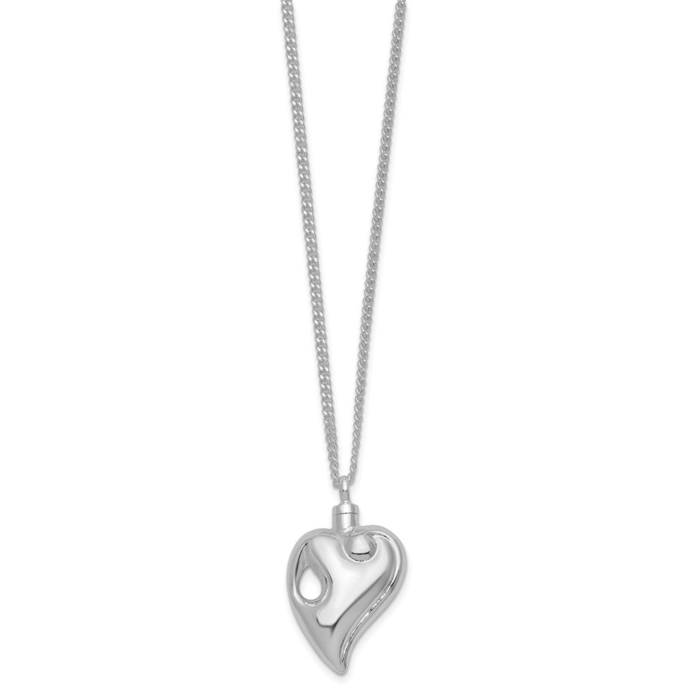 Silver-plated The Reunion Heart Memorial Ash Holder 24 inch Necklace with Poem