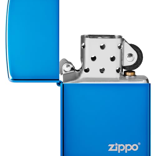 Zippo Logo High Polish Blue Pocket Lighter