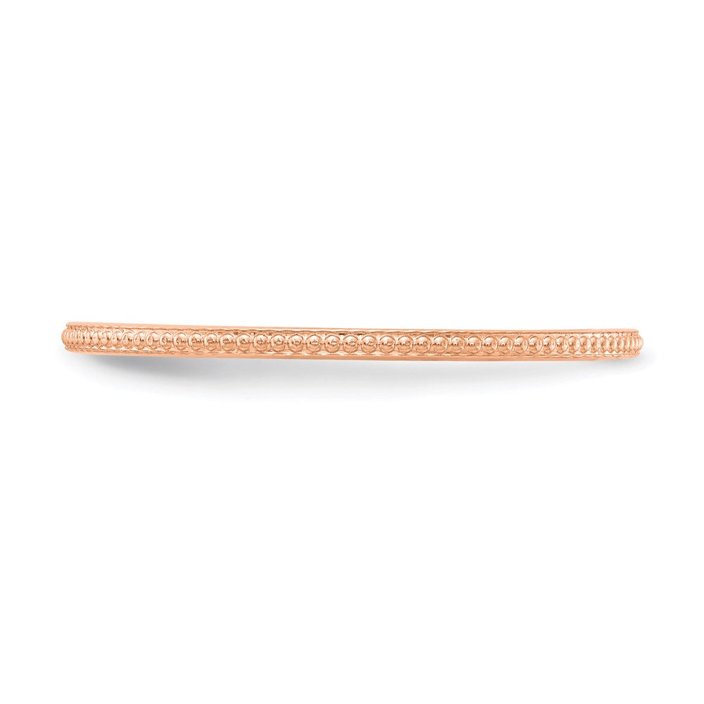 10K Rose Gold 1.2mm Beaded Stackable Band Size 9.5