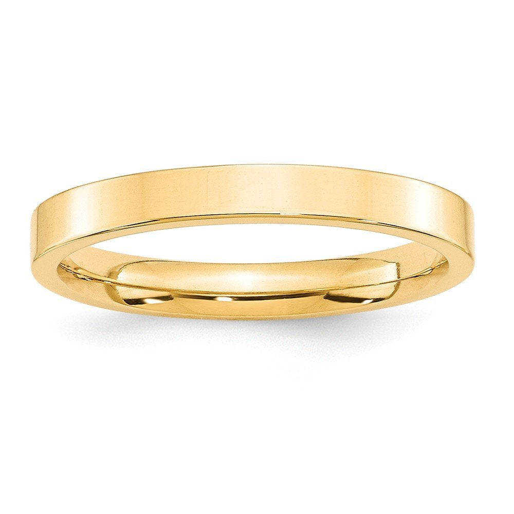 14k Yellow Gold 3mm Standard Weight Flat Comfort Fit Wedding Band Size 8.5