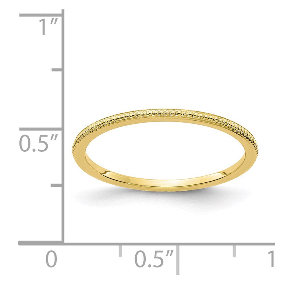 10K Yellow Gold 1.2mm Beaded Stackable Band Size 5