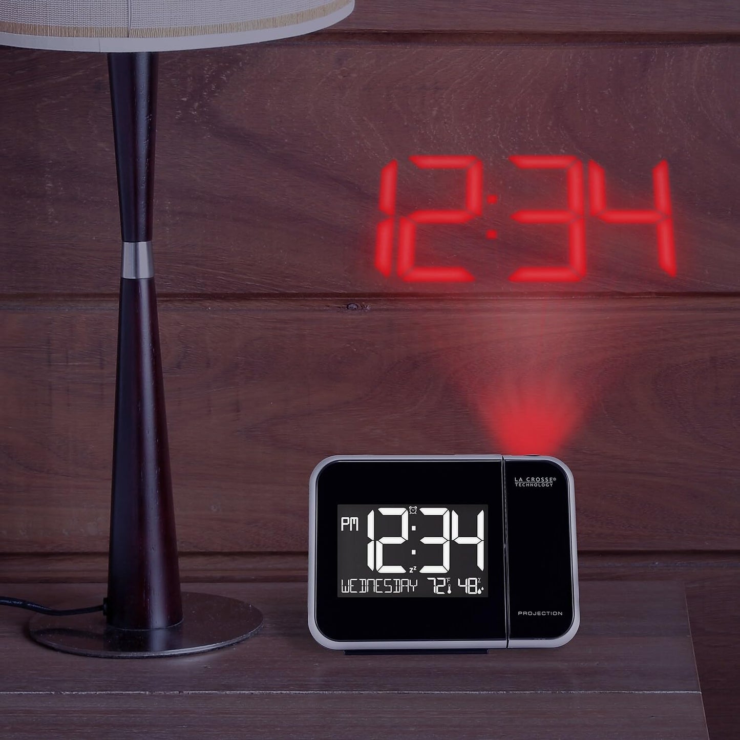 La Crosse Technology Projection Alarm Clock with Indoor Temperature & Humidity, 616-1412