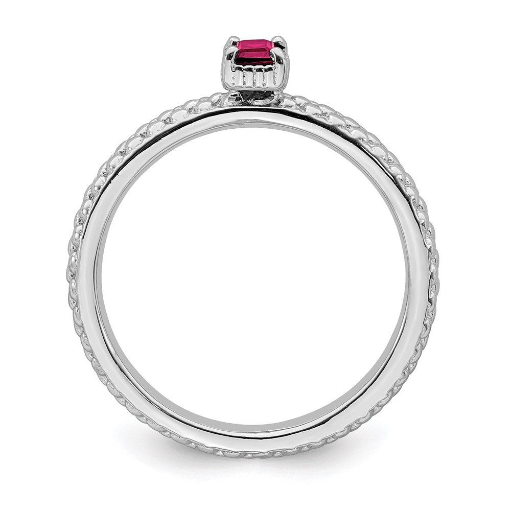 Sterling Silver Stackable Expressions Created Ruby Single Stone Ring Size -7