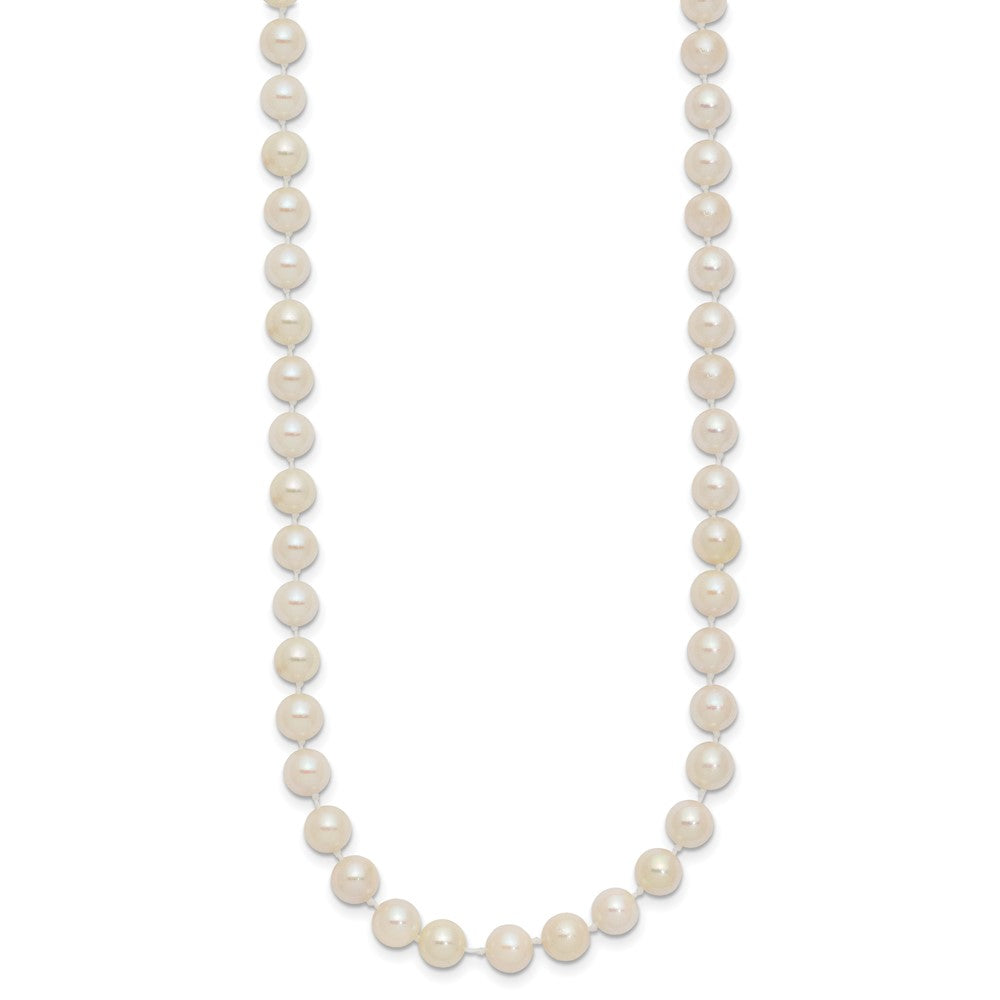 14k 5-6mm White Round Akoya Saltwater Cultured Pearl 24 inch Necklace