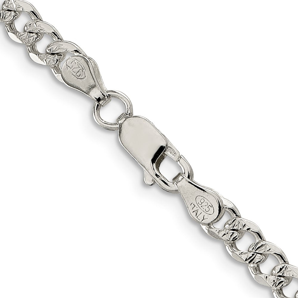 Sterling Silver 4.5mm Pav‚ Curb Chain 16 Inches