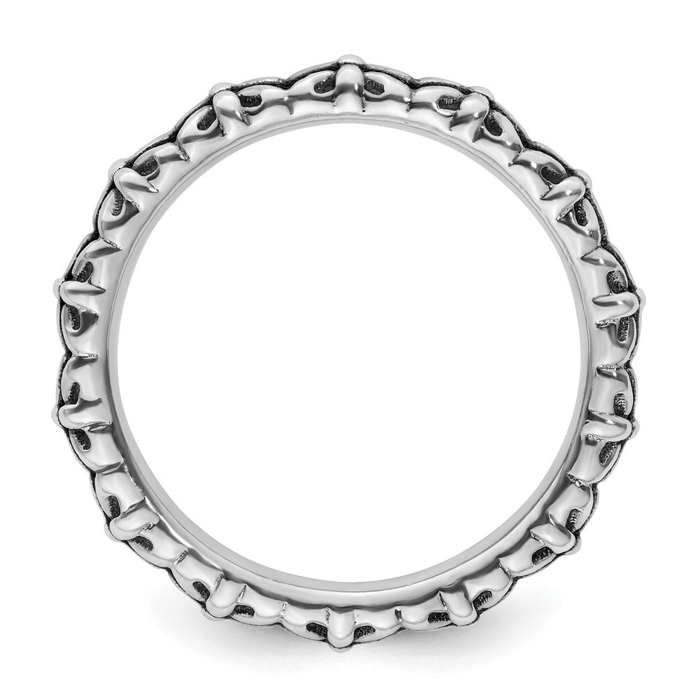Sterling Silver Stackable Expressions Antiqued Ring Size -7