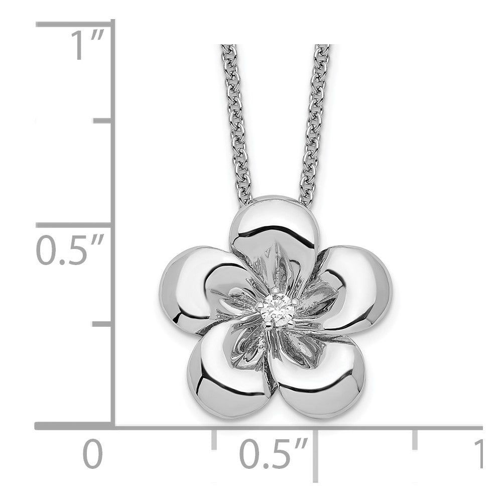 Sentimental Expressions Sterling Silver Rhodium-plated CZ Be A Blessing 14in. Necklace with 2in. ext 18 Inches