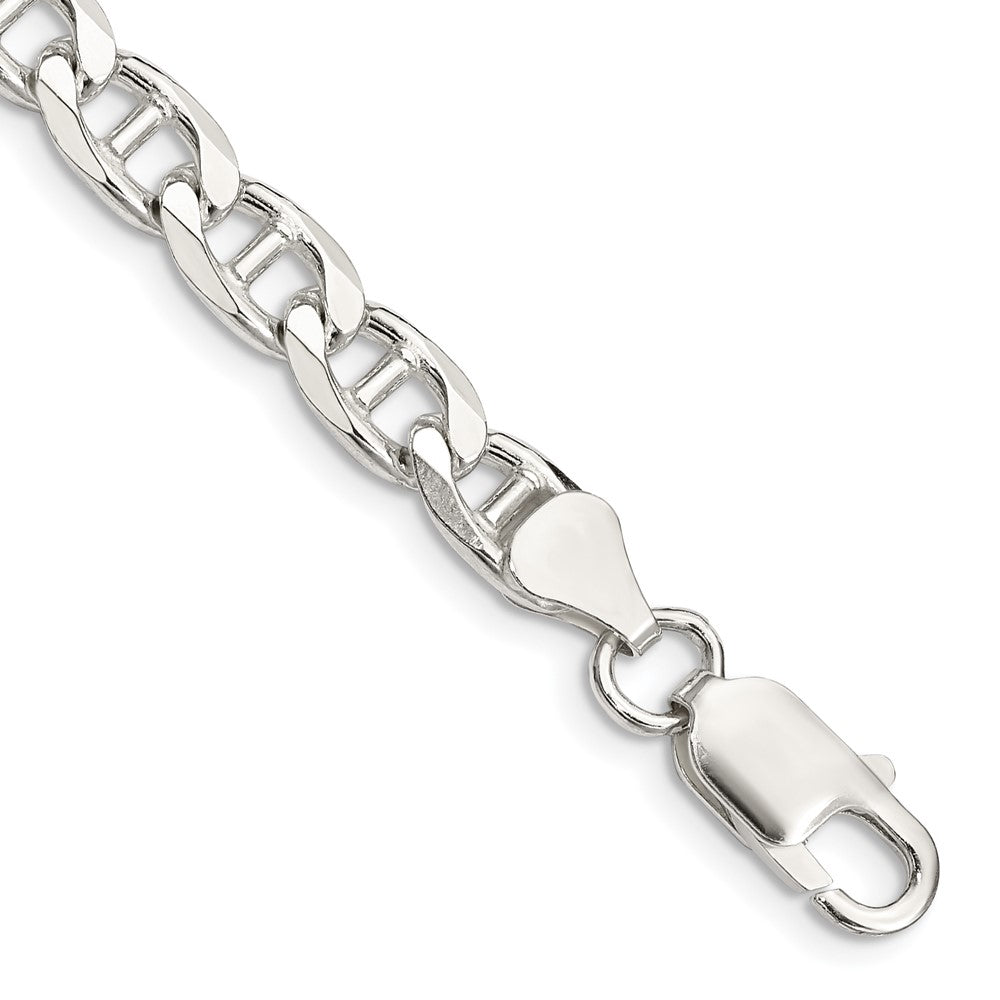 Sterling Silver 6.5mm D/C Flat Anchor Curb Chain 7 inches