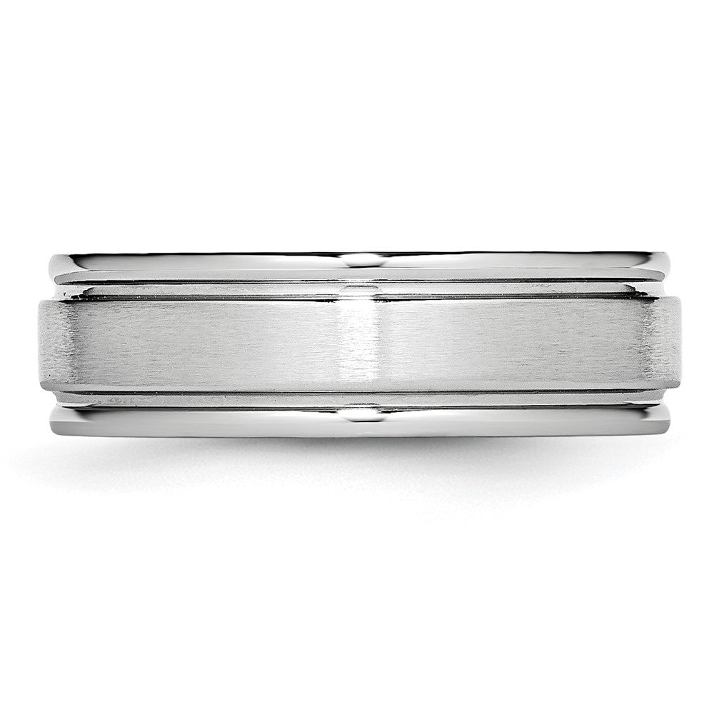 Cobalt Satin and Polished Ridged Edge 7mm Band Size - 10