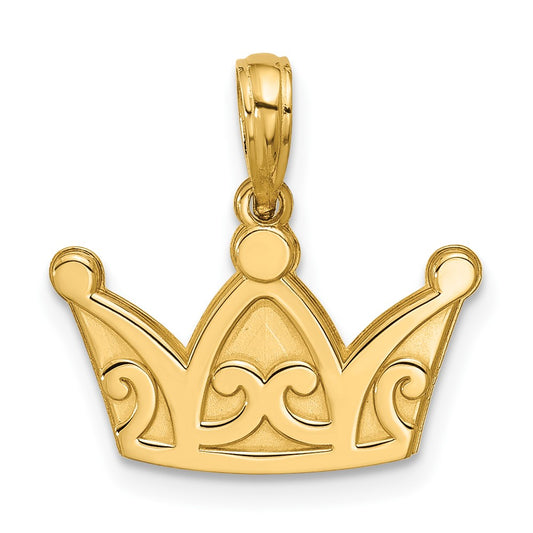 14K Polished Crown Pendant