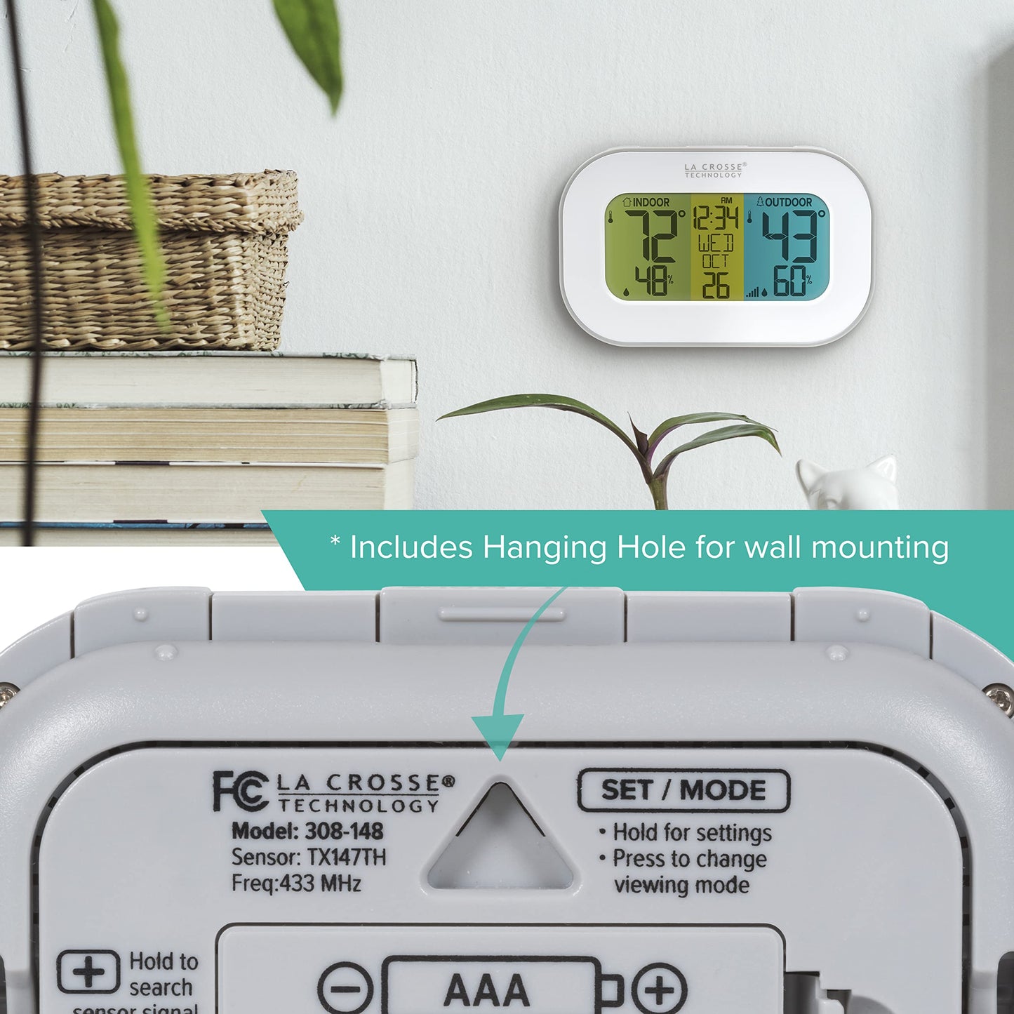 La Crosse Technology Tri-Color Digital Wireless Weather Station with Sensor, 308-148