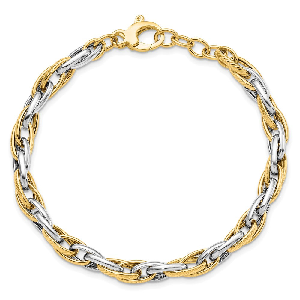14K Two-tone Polished w/.5in ext. Bracelet 7.5  inches