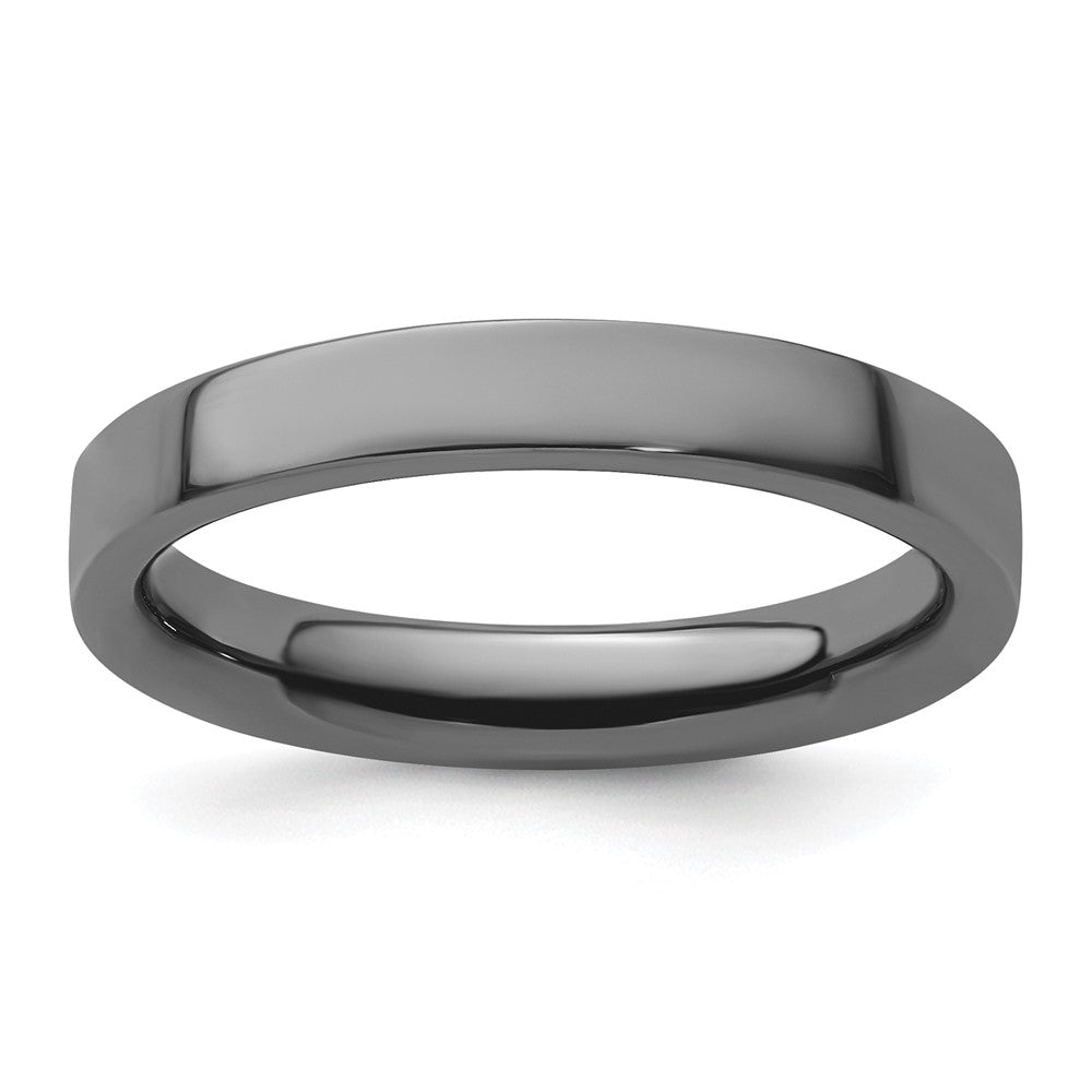 Sterling Silver Stackable Expressions Black-plated Ring Size -7