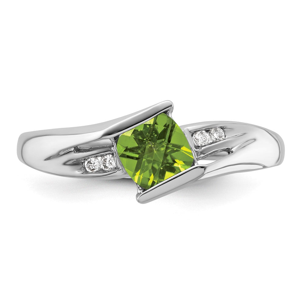 Sterling Silver Peridot & Diamond Ring