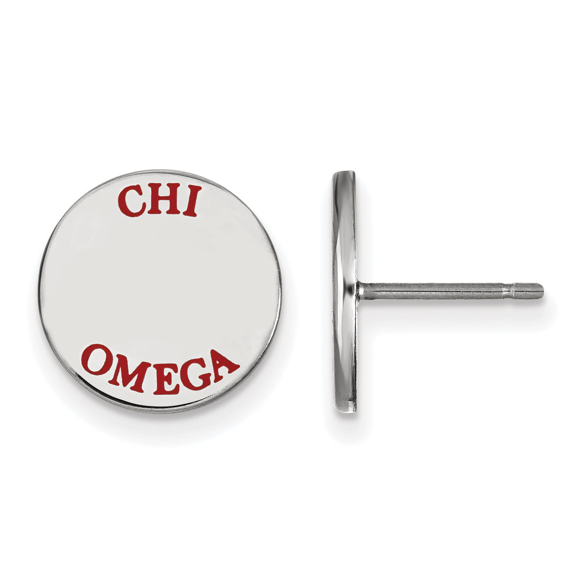 Sterling Silver Official Licensed Greek Sororities Chi Omega (??) Enameled Post Earrings