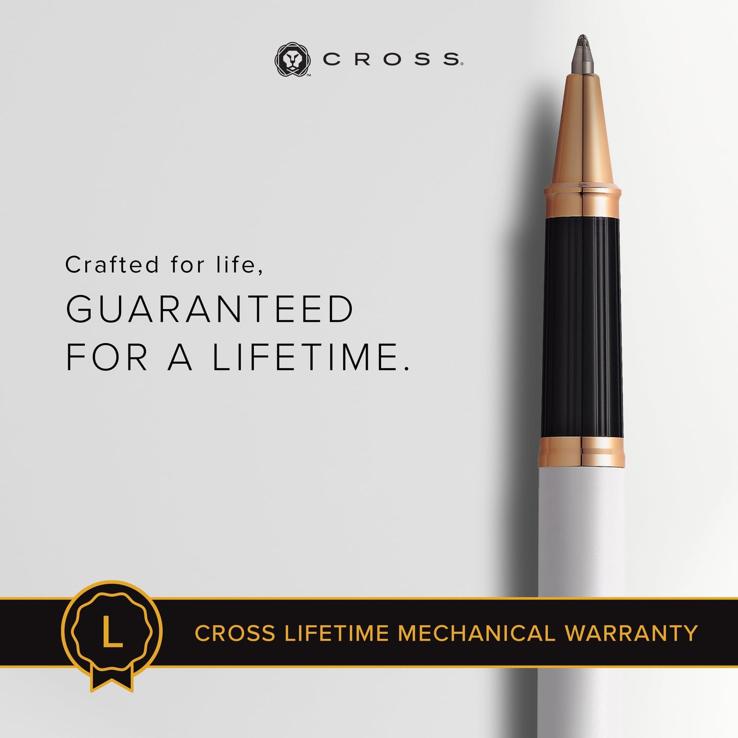 Cross Century II Refillable Rollerball Pen Presented in a Luxury Gift Box - Medium Point, Black Ink, Pearlescent White
