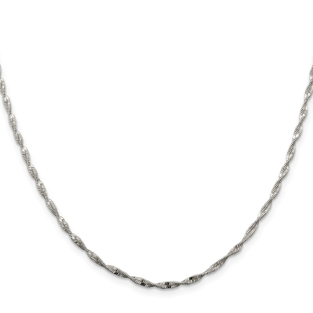 Sterling Silver 2mm Twisted Herringbone Chain 24 Inches