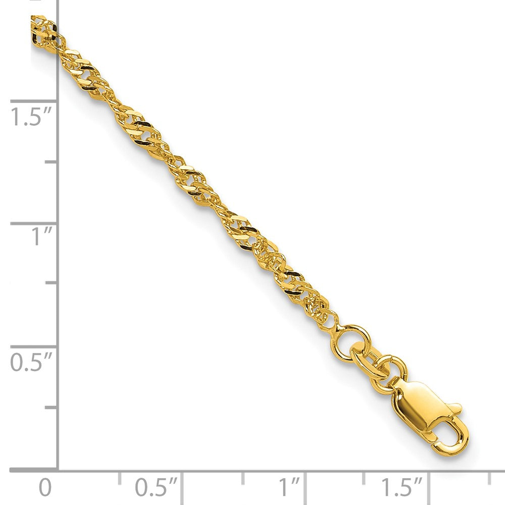 Sterling Silver Gold-tone D/C Polished 9in Plus a 1in ext. Anklet 9 inches