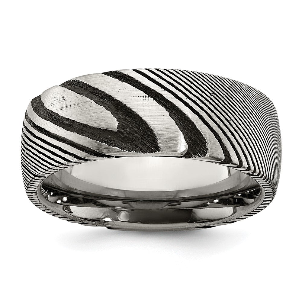 Damascus Steel Polished 8mm Band Size - 12