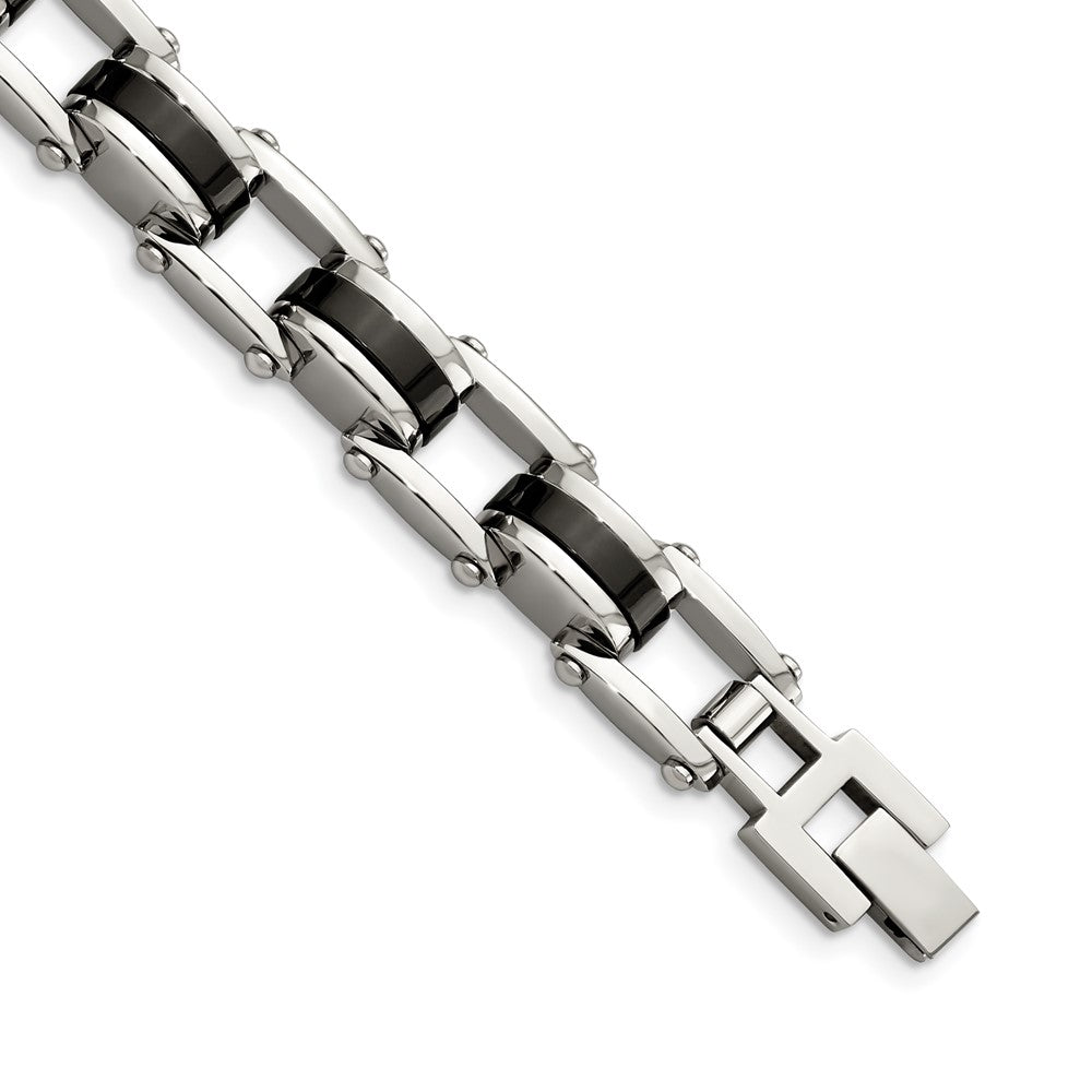 Stainless Steel Polished Black IP-plated 8.5in Bracelet 8.75 inches