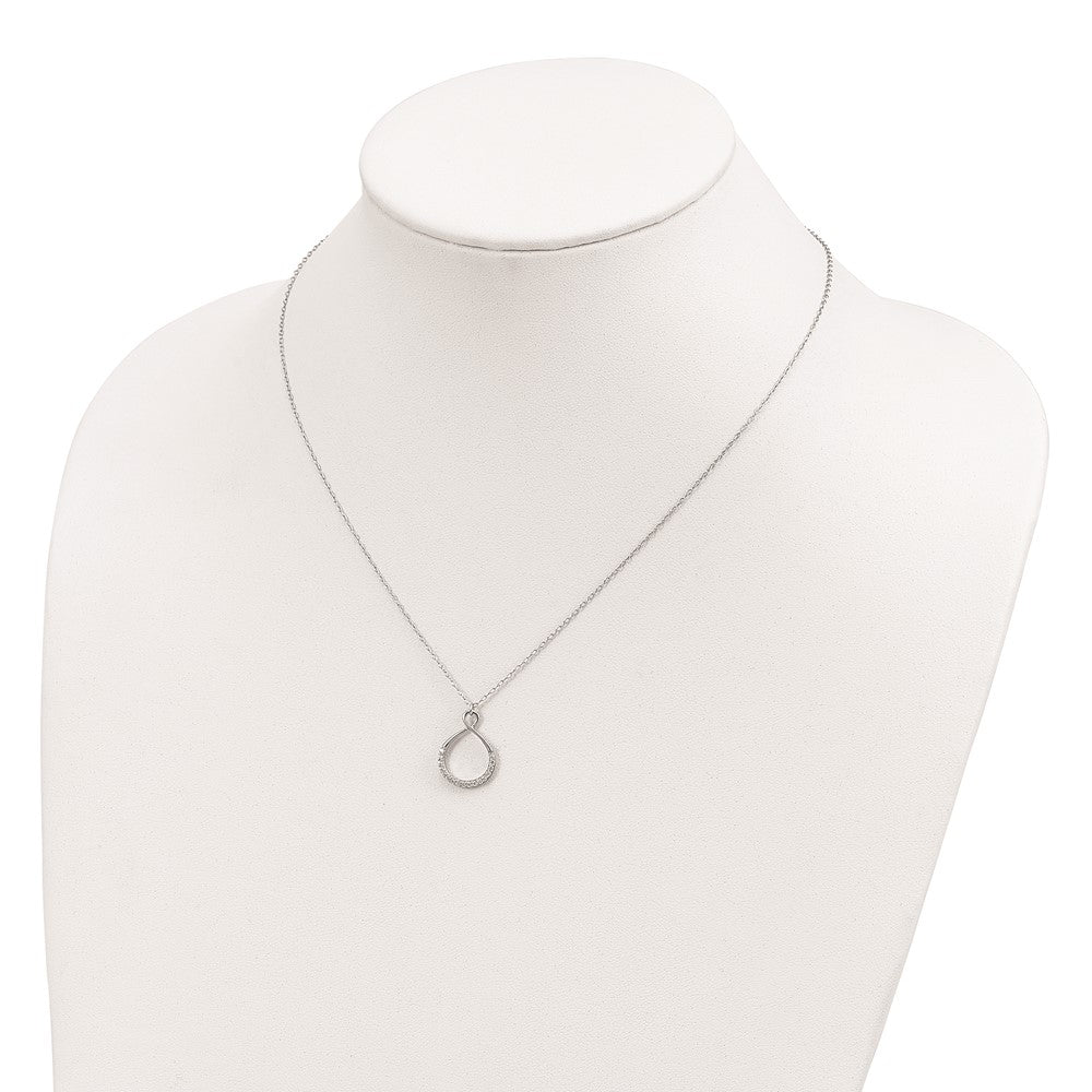 Sterling Silver Rhodium-plated with CZ Infinity w/ 2 IN EXT Necklace 16 Inches