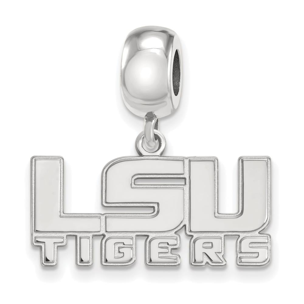 Sterling Silver Rhodium-plated LogoArt Louisiana State University L-S-U Tigers Small Dangle Bead Charm