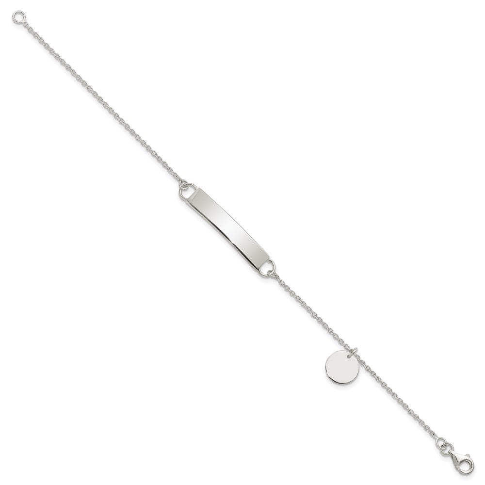 Sterling Silver Polished 7.5 inch Curb Link ID Bracelet W/Sliding Accent 7.5 inches
