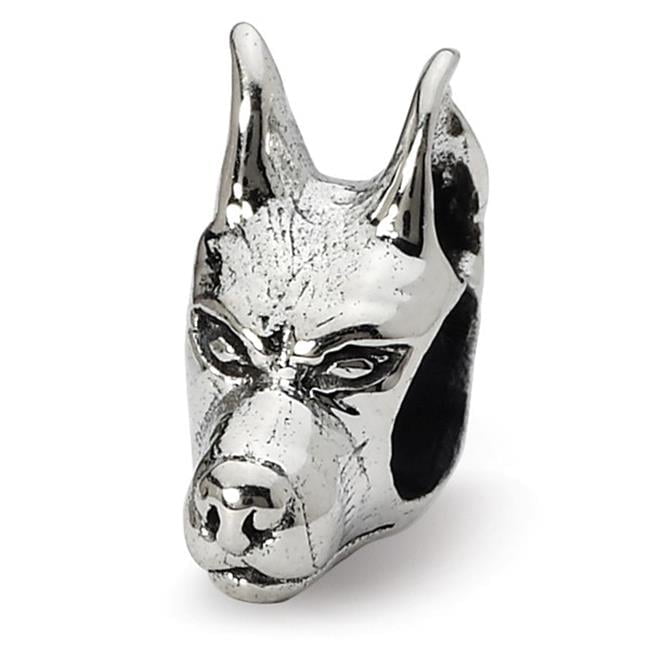 Sterling Silver Reflections Doberman Pinscher Head Bead