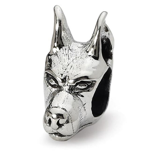 Sterling Silver Reflections Doberman Pinscher Head Bead