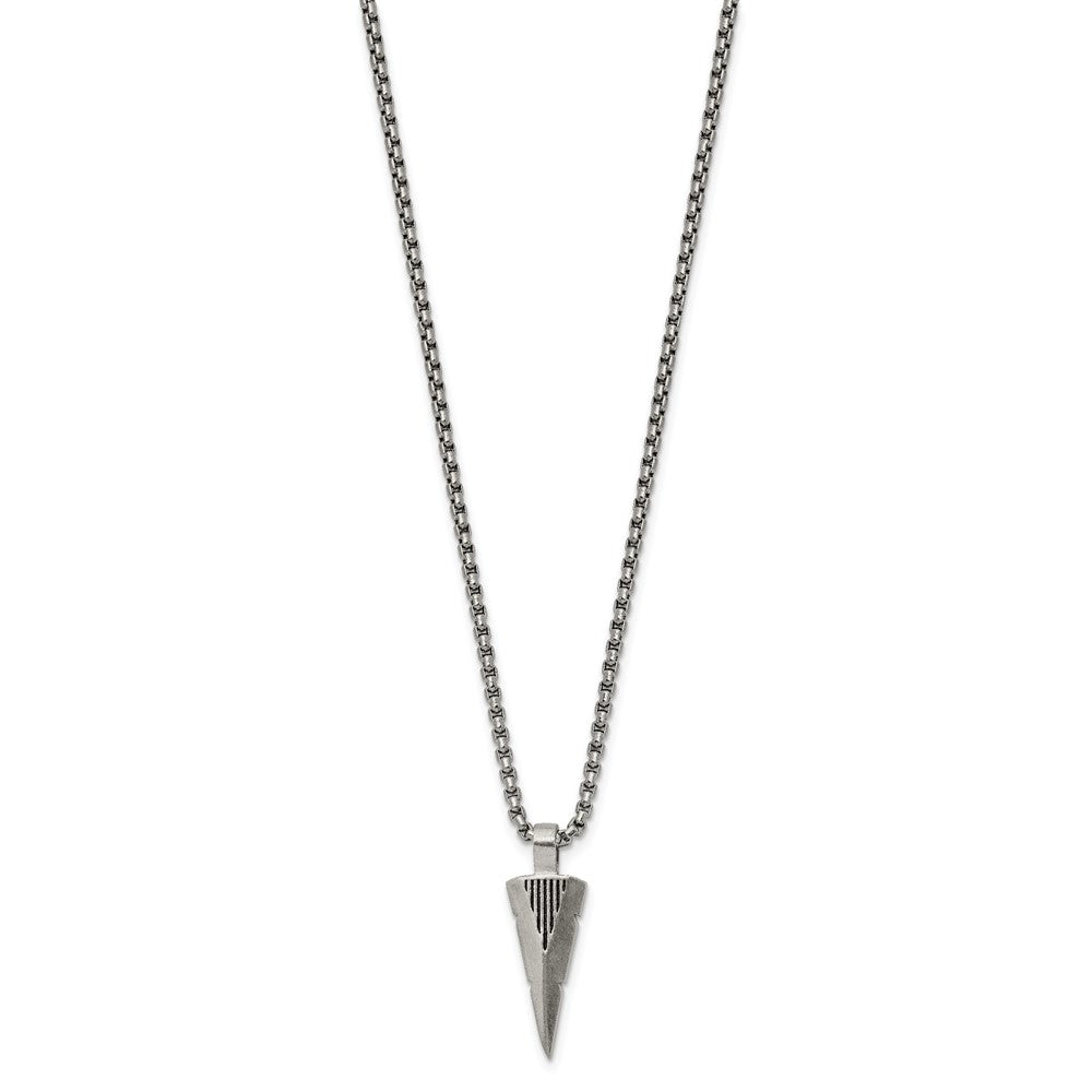 Stainless Steel Brushed Arrow Head 22in Necklace