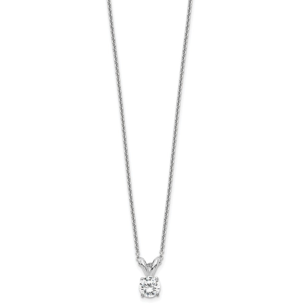 14k White Gold 1/4 carat Certified Lab Grown Diamond VS+ F+ Round Complete Four Prong 18 inch Solitaire Pendant Necklace