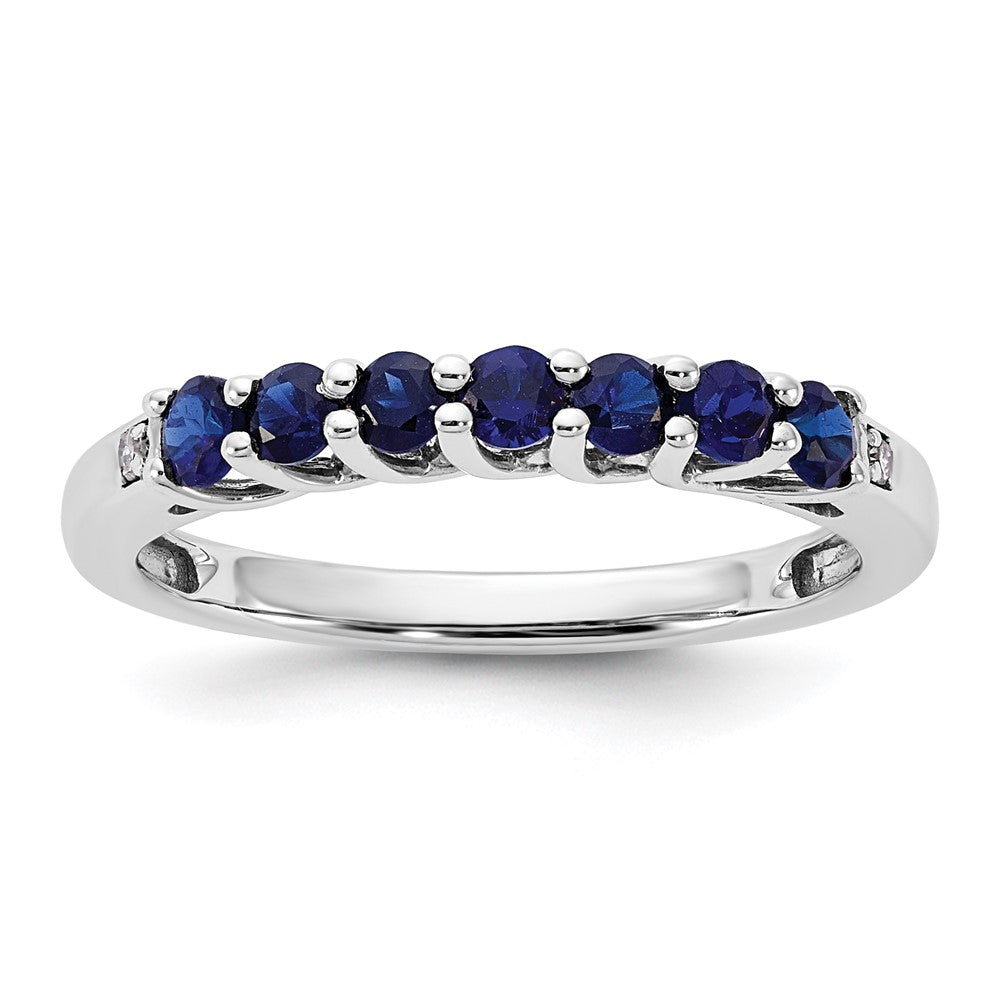 10k White Gold CR Sapphire & Diamond Ring