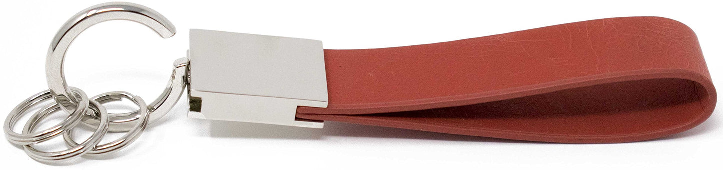 Brick Red Leather Rings Quick Release, Pull Apart Valet Keychain Accessory Detachable for Convenience