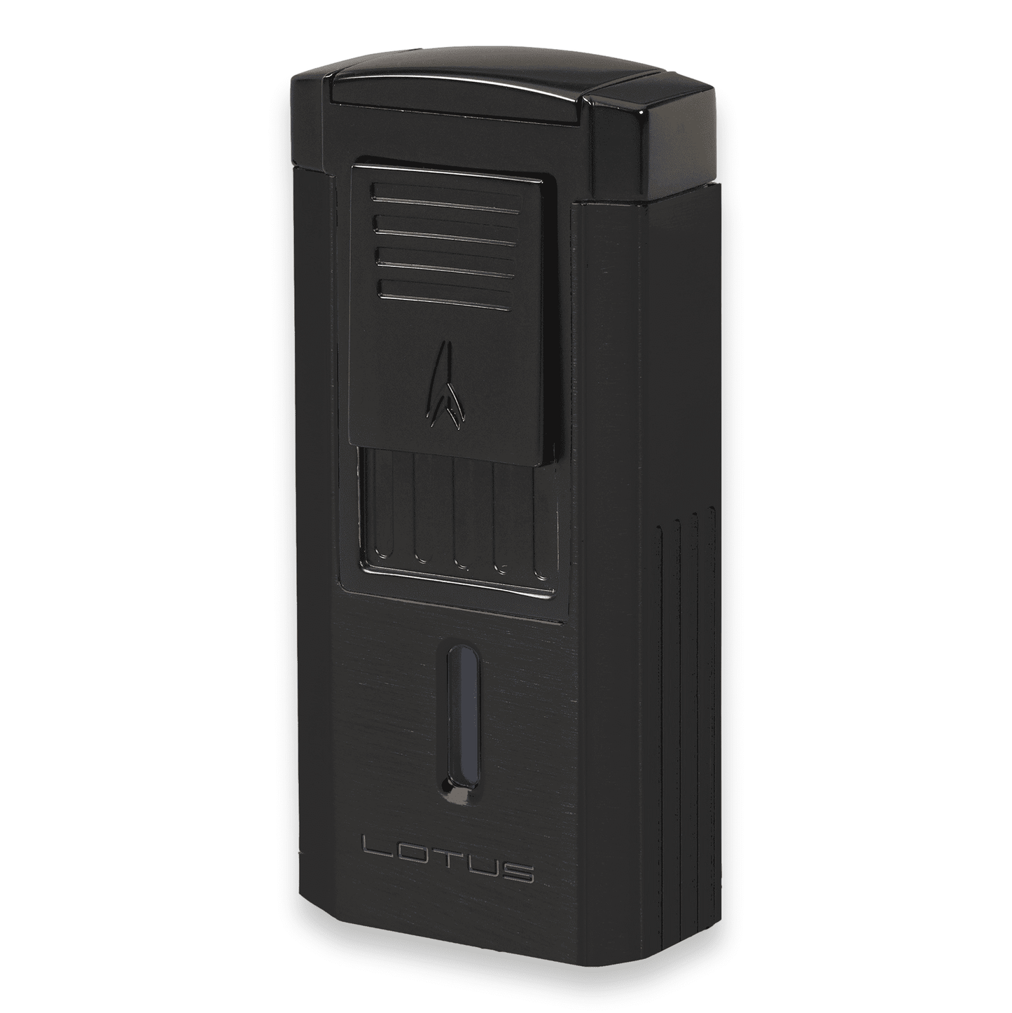 Lotus Duke-V Triple Flame Black Matte Lighter with Fold-out 60 Ring Gauge V Cigar Cutter QGM23316