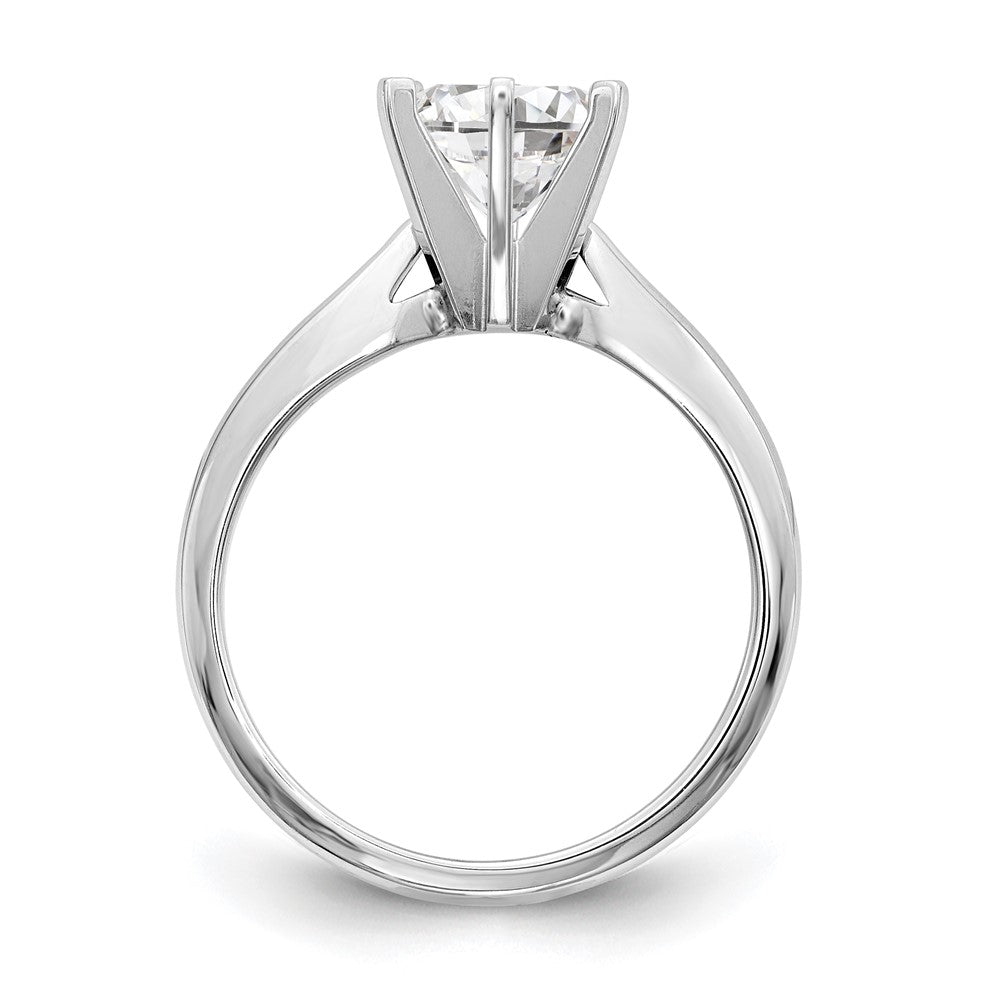 14k White Gold 1/2 carat Medium-Weight High Shoulder Airline Half-Round 6-Prong Round Solitaire Ring Mounting