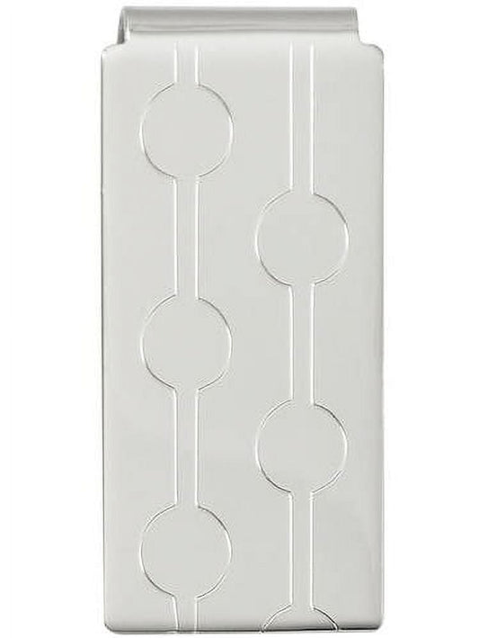 Primal Rhodium-plated Kelly Waters Circle Pattern Engraveable Hinged Money Clip