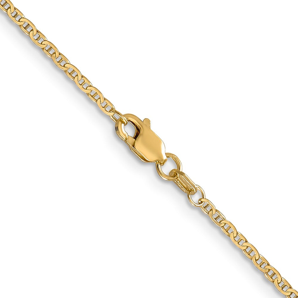 14K 20 inch 1.5mm Lightweight Flat Anchor Link with Lobster Clasp Pendant Chain