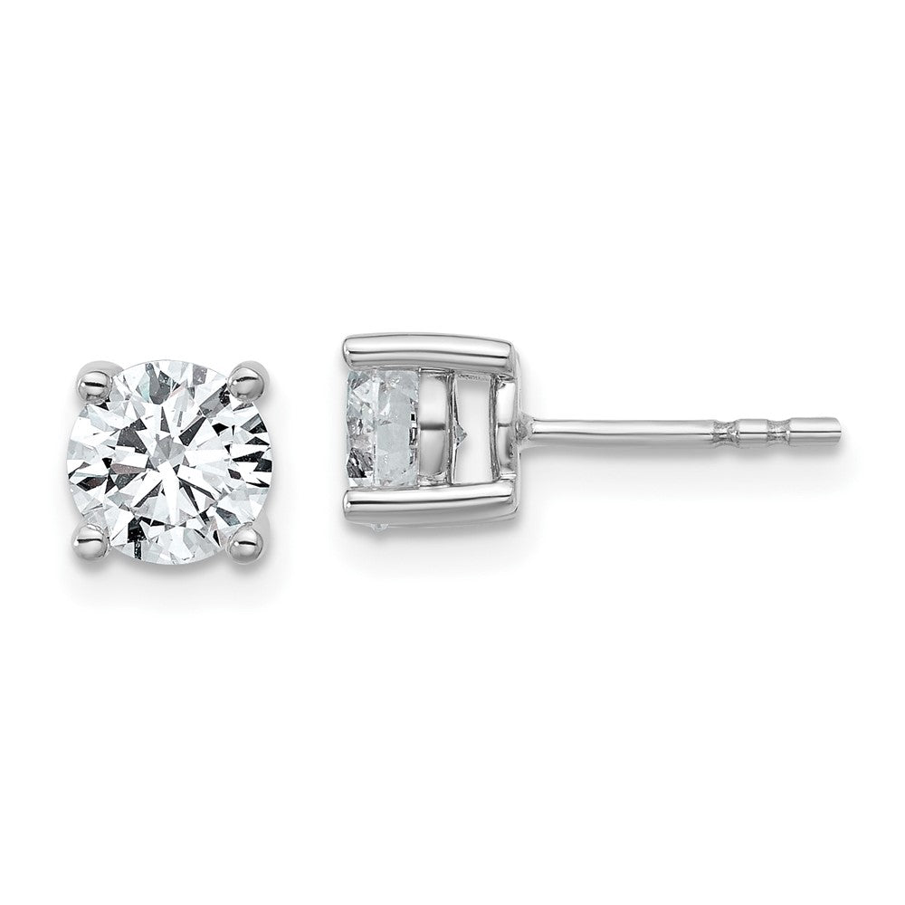 14k White Gold 1 3/4 ctw Lab Grown Diamond VS/SI+ G+ Round 4 Prong Heavy Wt. Stud Earrings