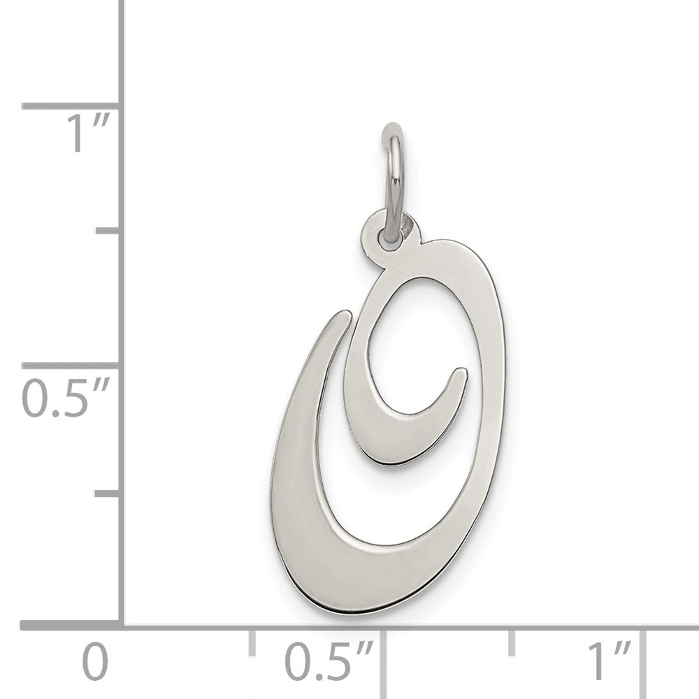 Sterling Silver Rhodium-plated Fancy Script Letter O Initial Charm