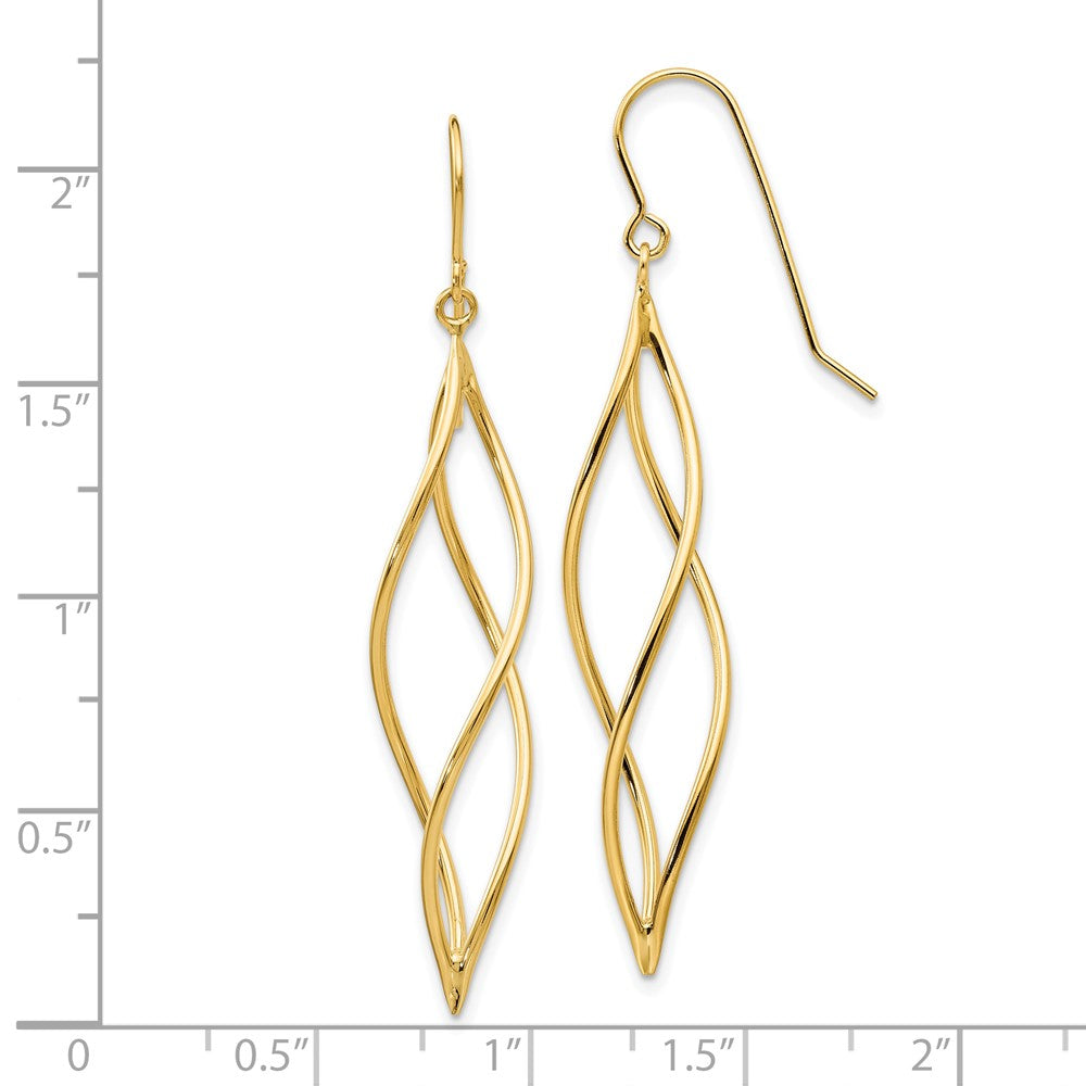 10k Polished Long Twisted Dangle Earrings