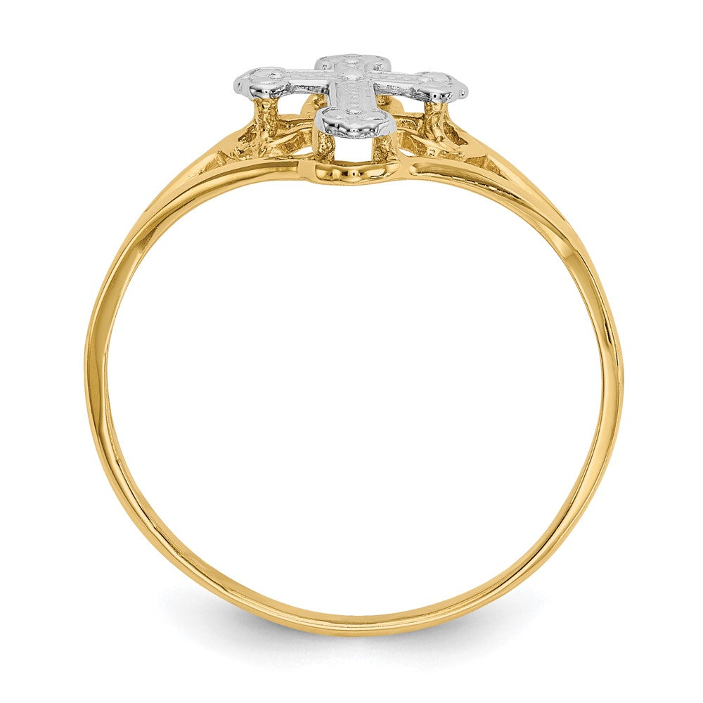 14k w/Rhodium Cross Ring Size 7