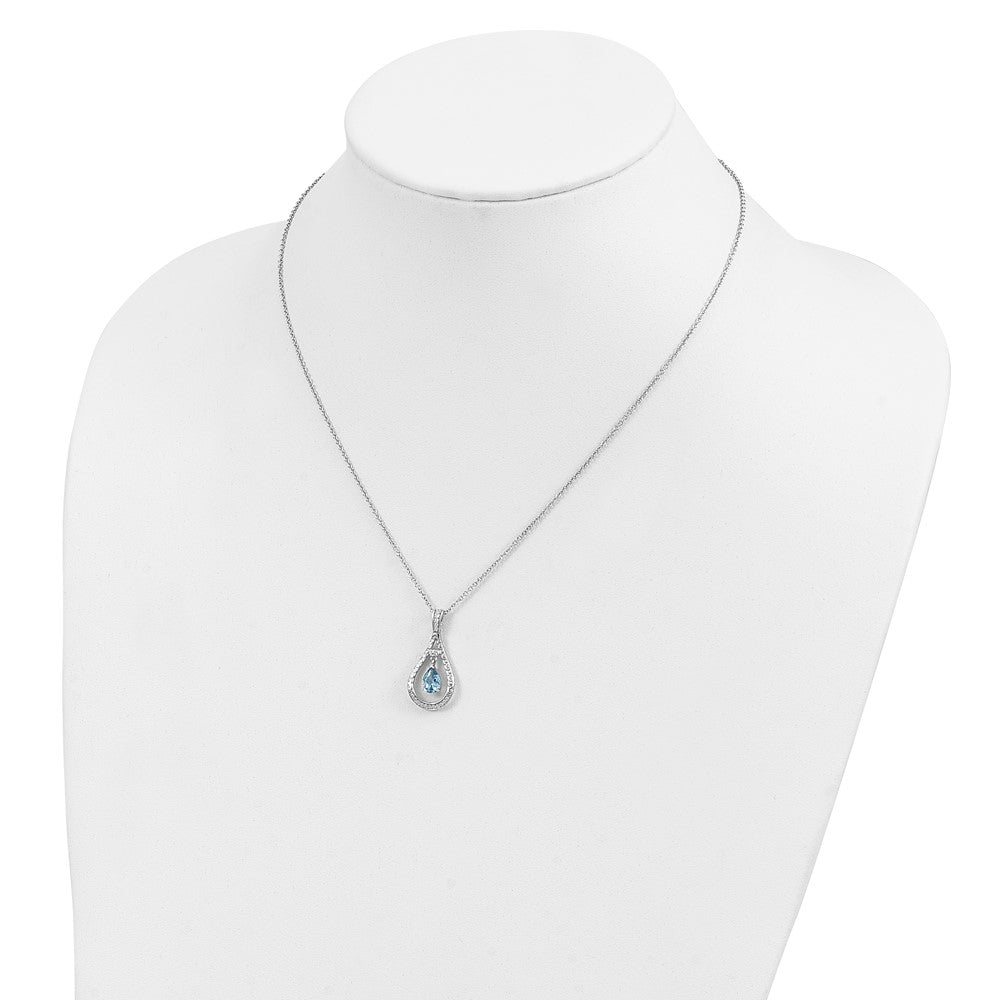 Sentimental Expressions Sterling Silver Rhodium-plated Dec. CZ Stone Never Forget Tear 18 Inch Birthstone Necklace 18 Inches