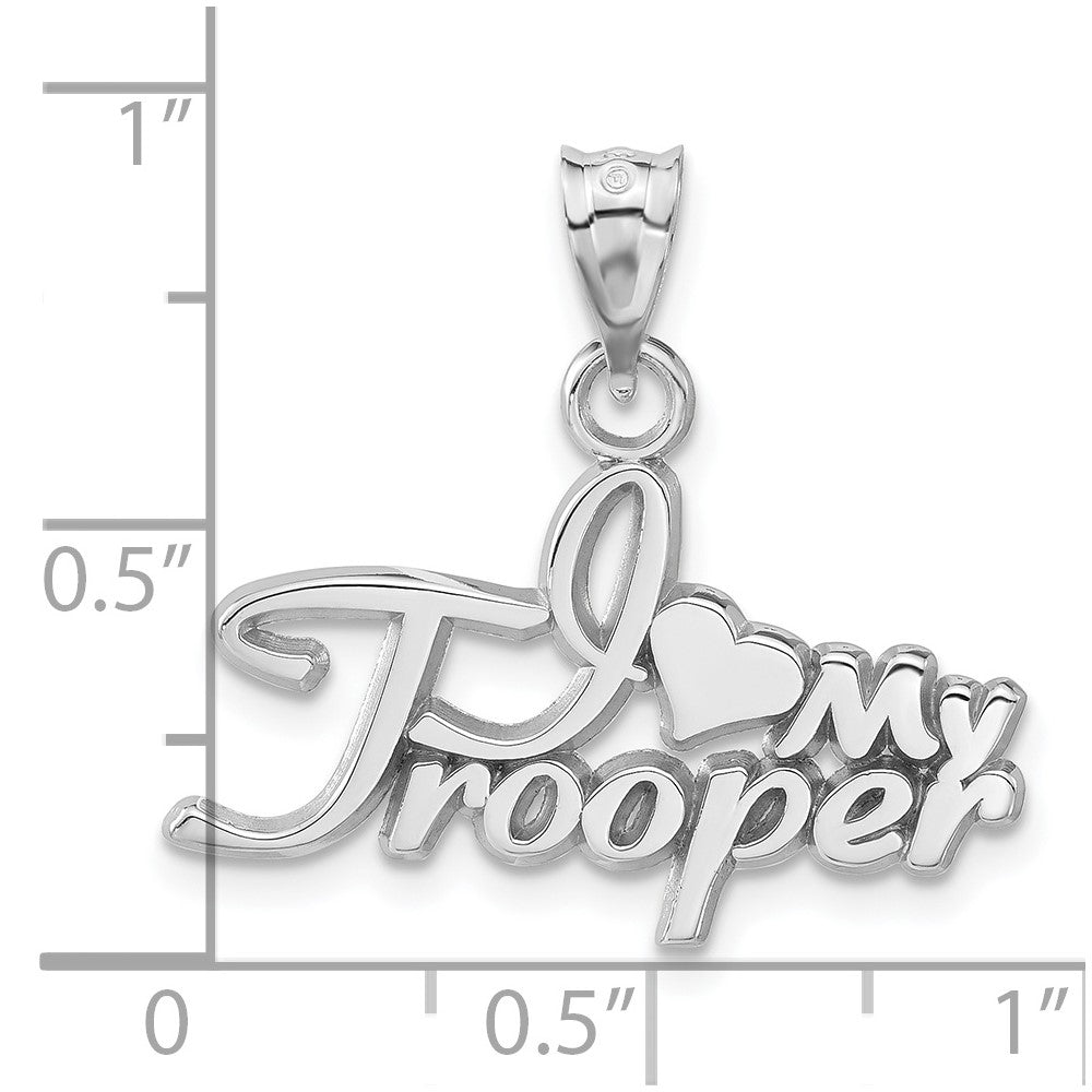 Sterling Silver Polished I Heart My Trooper Pendant