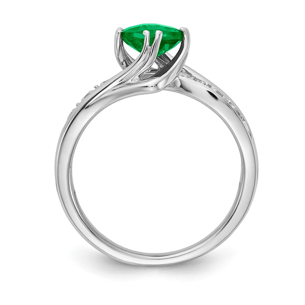 SS 6X6 Created Emerald and Diamond Ring Stone:B Mel:S45