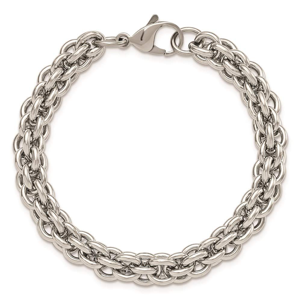 Stainless Steel Polished Fancy Circle Link 8.5in Bracelet 8.5 inches