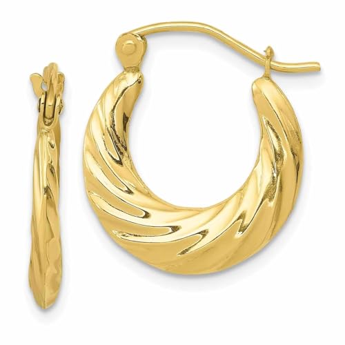 10k Fancy Small Hoop Earrings