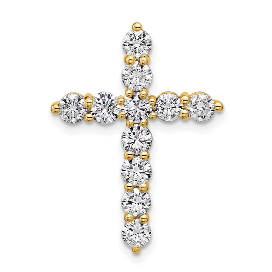 14k 1 1/2 carat Lab Grown Diamond VS/SI+ G+ Cross Chain Slide Pendant